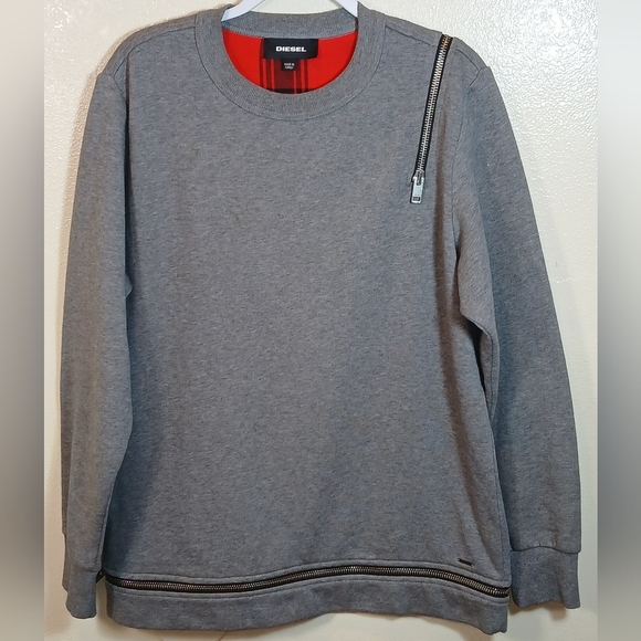 Diesel unisex off shoulder zippered Crewneck Sweater Size Medium - Picture 3 of 13